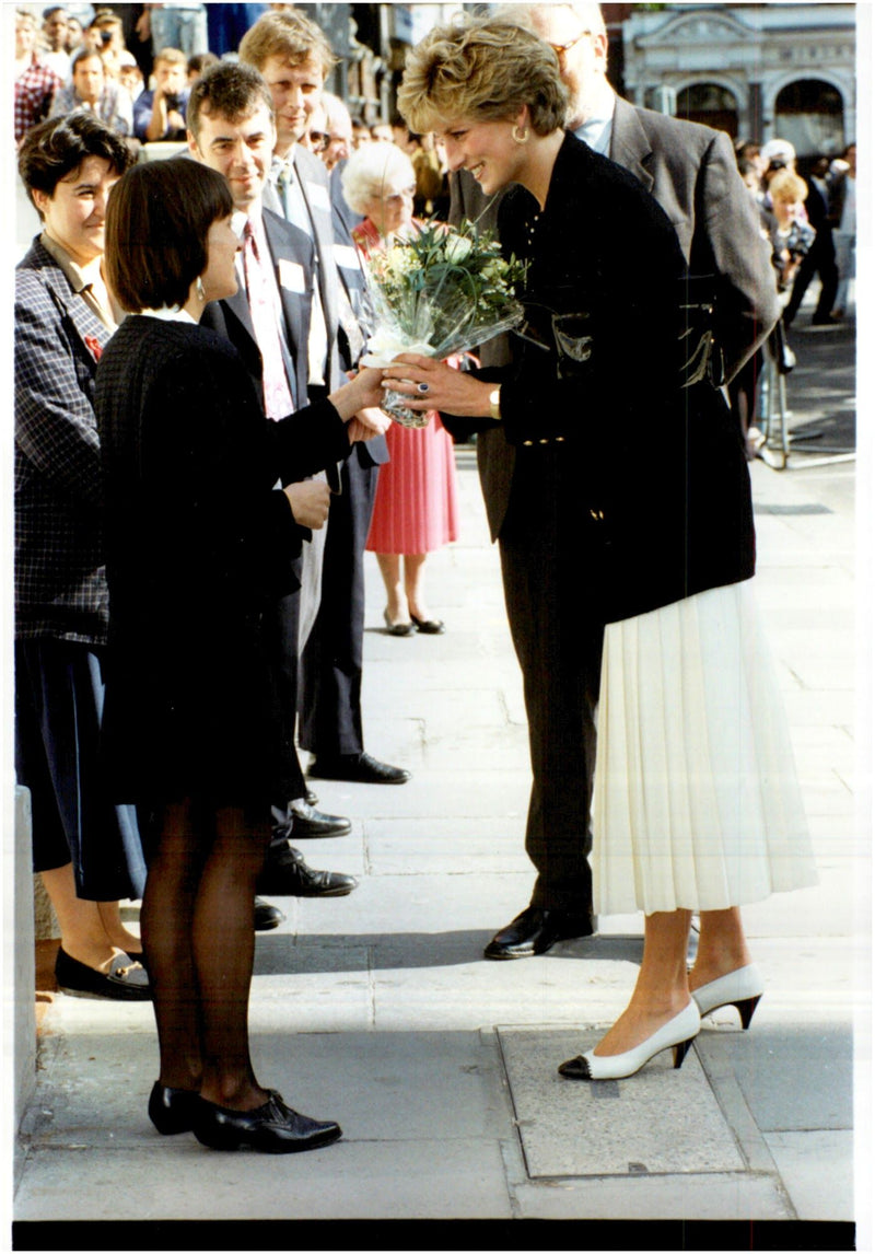 Princess Diana receives flowers from her fans - Vintage Photograph