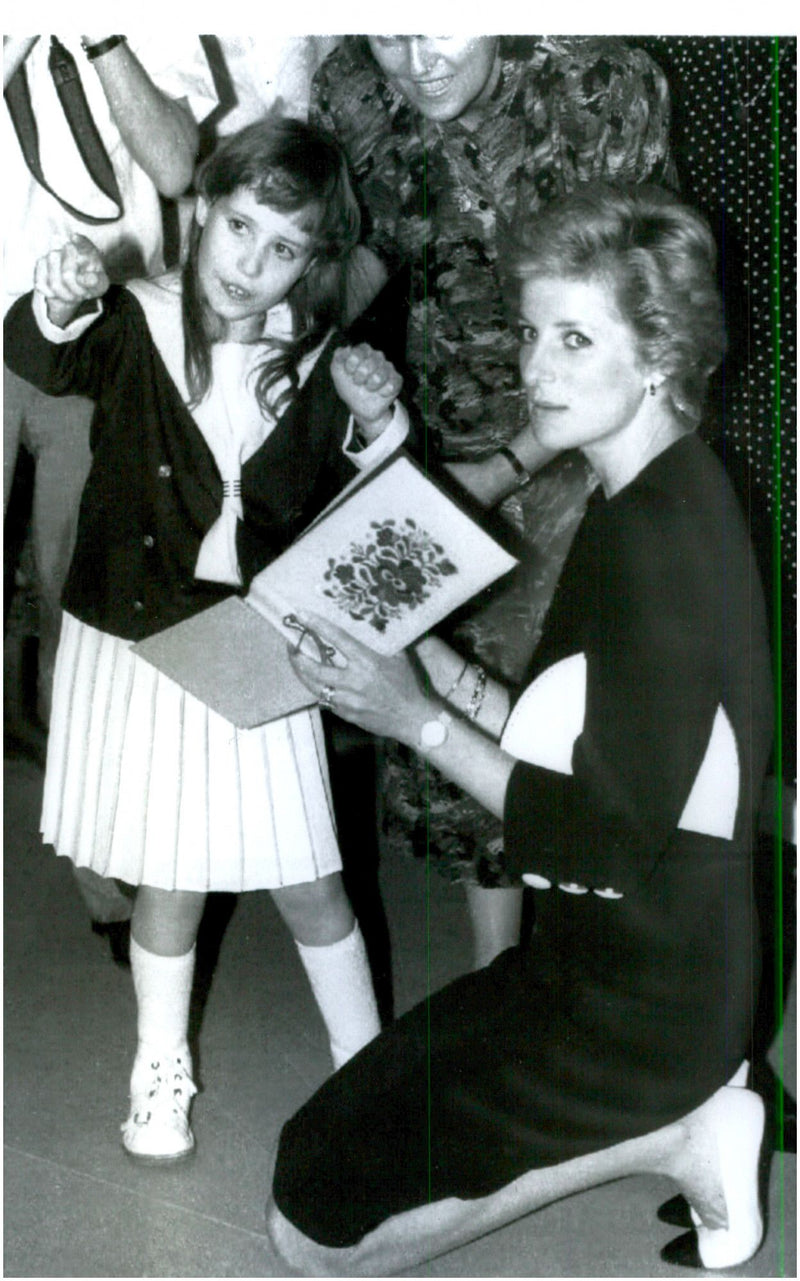 Princess Diana visits a children's hospital - Vintage Photograph