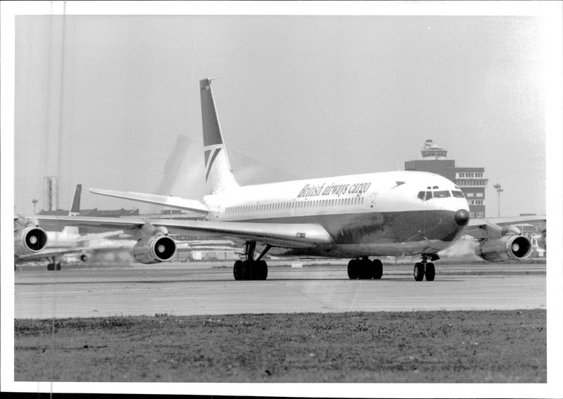 Shipping version of a Boeing 707 belonging to British Airways. - Vintage Photograph