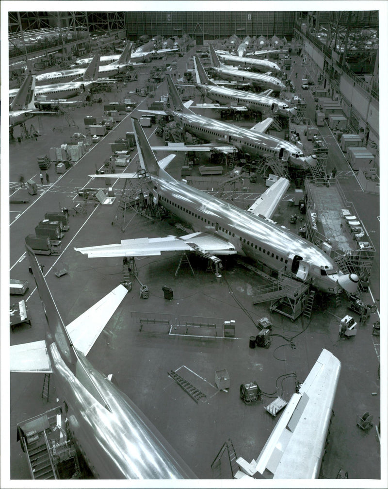 Boeing's planes lined up - Vintage Photograph