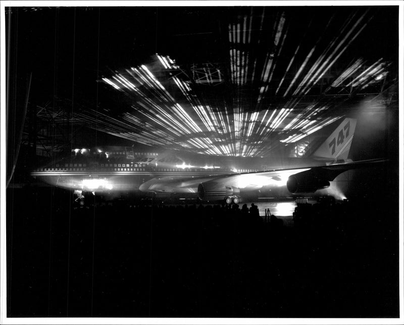 Roll-out of a Boeing 747-400 in Everett, Seattle. - Vintage Photograph