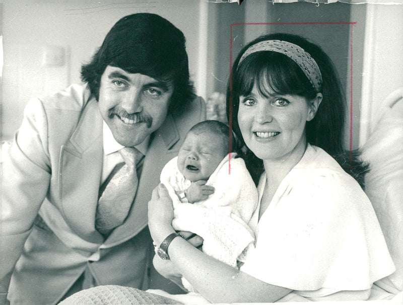 Pauline Collins, her husband John Aldridge and newborn baby daughter Catherine Bridie - Vintage Photograph