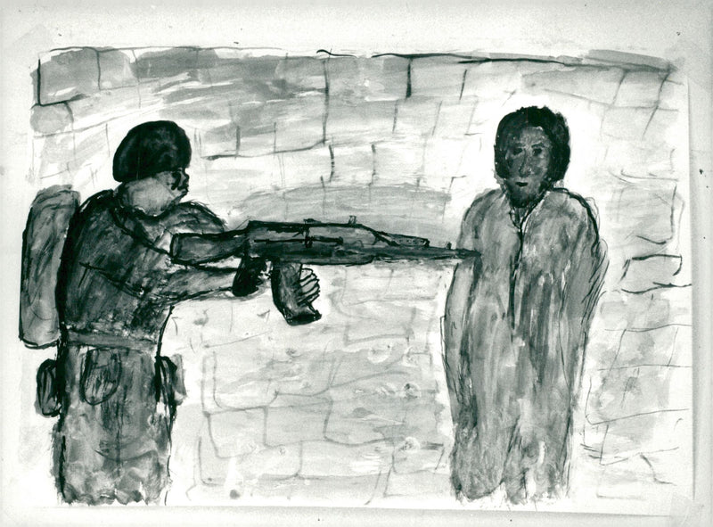 One of the images Amanuel Ainalim painted in art therapy to process the events and experiences of imprisonment in Eritrea. - Vintage Photograph