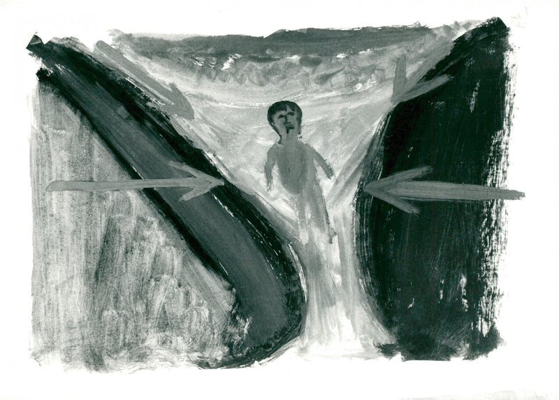 One of the images Amanuel Ainalim painted in art therapy to process the events and experiences of imprisonment in Eritrea. - Vintage Photograph