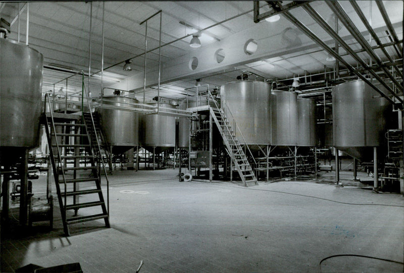 The new Arla dairy in KallhÃ¤ll. The new tanks to be filled with whole milk, cream and skimmed sour - Vintage Photograph