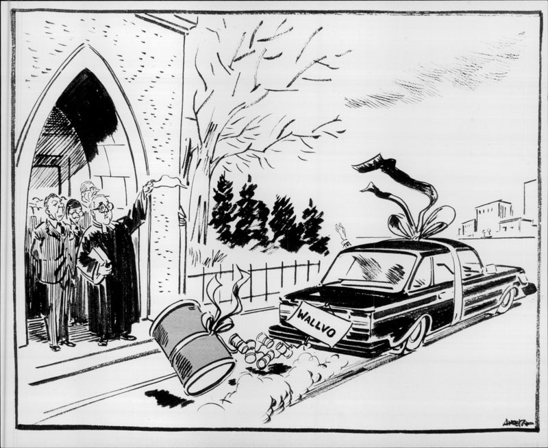 Beijerinvest. A cartoon illustration after the merger with Volvo - Vintage Photograph