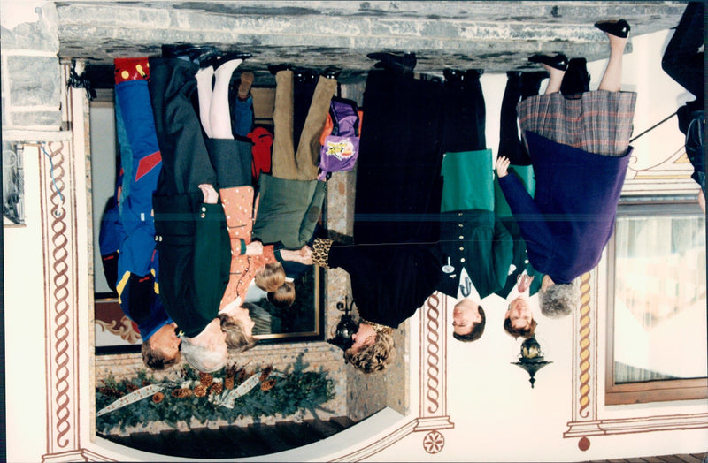 Princess Diana and her sons Harry and William arrive at Lech to enjoy a skiing holiday. - Vintage Photograph