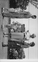 Prince William, Prince Charles, Prince Harry, Princess Diana and the Principal of the School. - Vintage Photograph