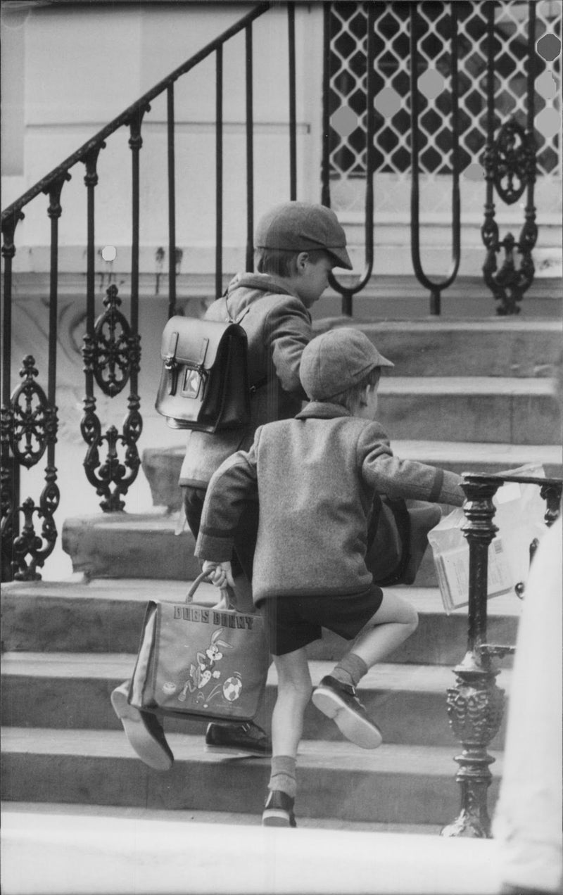Prince William and Prince Harry headed back to school after spring break. - Vintage Photograph
