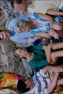 Princess Marie-Astrid, her husband Duke Christian von Habsburg-Lothringen and their children on the French Riviera. - Vintage Photograph