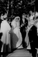 Princess Marie-Astrid and Duke Christian von Habsburg-Lothringen at their wedding. - Vintage Photograph