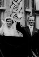 Princess Marie-Astrid and Duke Christian von Habsburg-Lothringen at their wedding. - Vintage Photograph