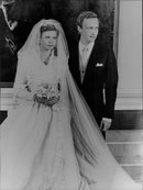 Princess Marie-Astrid and Duke Christian von Habsburg-Lothringen at their wedding. - Vintage Photograph