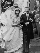Princess Marie-Astrid and Duke Christian von Habsburg-Lothringen at their wedding. - Vintage Photograph