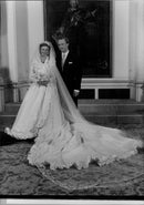 Princess Marie-Astrid and her husband Duke Christian von Habsburg-Lothringen at their wedding. - Vintage Photograph