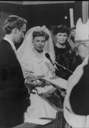 Princess Marie-Astrid and Duke Christian von Habsburg-Lothringen at their wedding. - Vintage Photograph