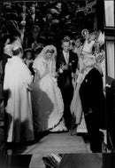 Princess Marie-Astrid and Duke Christian von Habsburg-Lothringen at their wedding. - Vintage Photograph