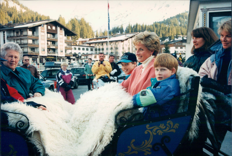 Princess Diana with the sons William and Harry - Vintage Photograph