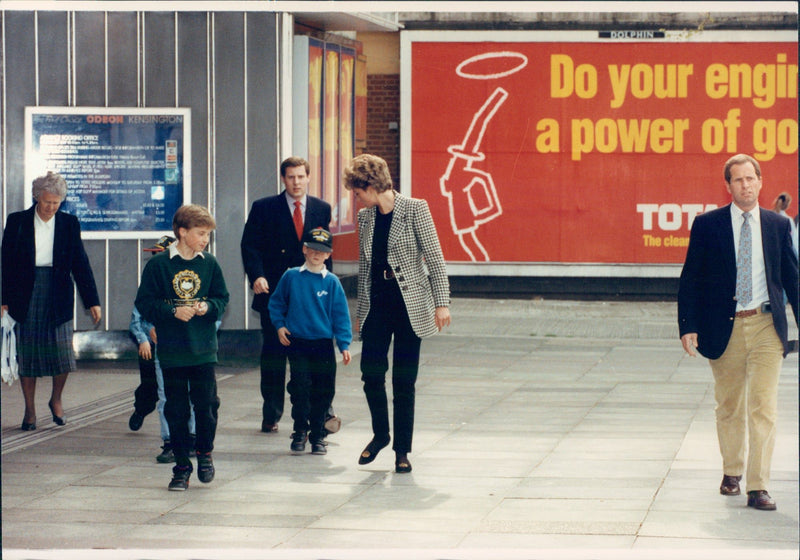 Princess Diana together with Prince William and Prince Harry - Vintage Photograph