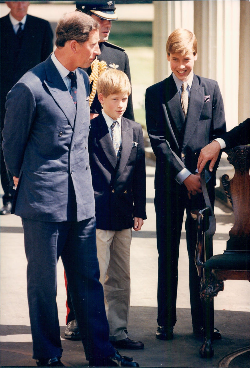 Prince Charles together with the sons of Prince William and Prince Harry - Vintage Photograph