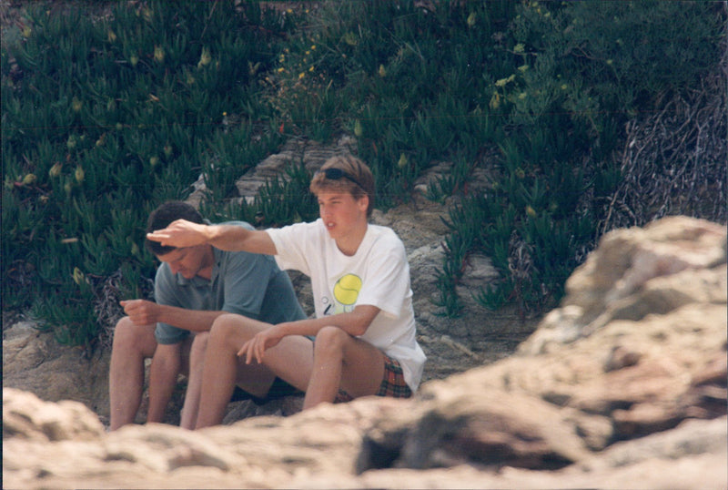 Prince William photographed during the vacation to St. Tropez, where he was with his mother princess Diana. - Vintage Photograph