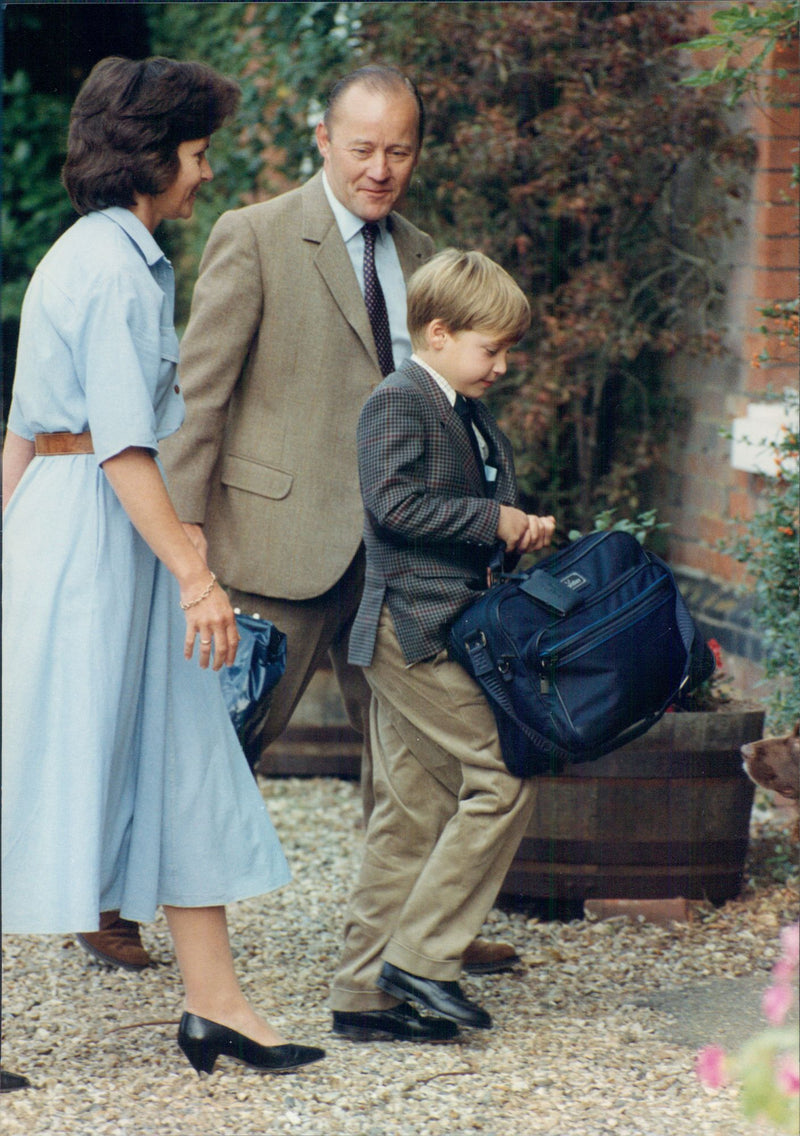 Prince William arrives for her first day at the boarding school. - Vintage Photograph