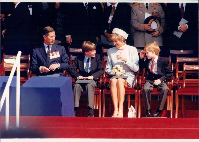 Prince Charles, Princess Diana and the sons Prince William and Prince Harry - Vintage Photograph