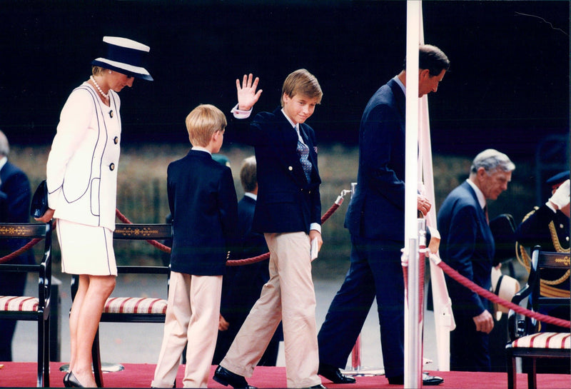 Prince Charles, Princess Diana and the sons Prince William and Prince Harry - Vintage Photograph