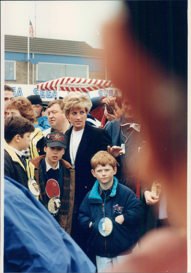 Princess Diana together with Prince William at the Grand Prix - Vintage Photograph