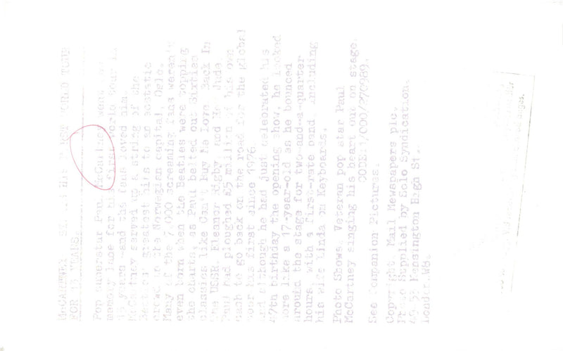 Paul McCartney appears on the Globe - Vintage Photograph