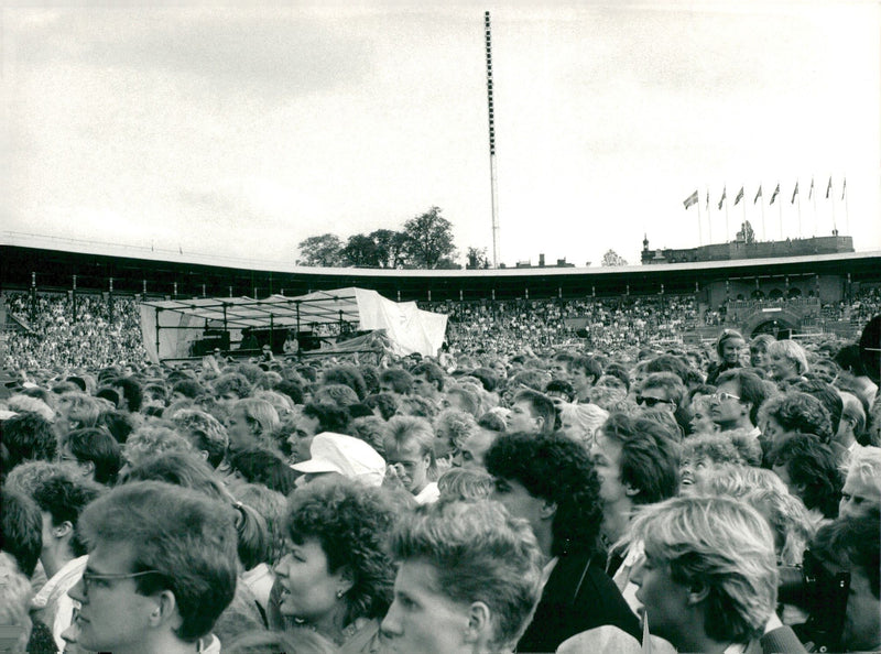 The audience during the Eurythmics concert at the Stockholm Stadium. - Vintage Photograph