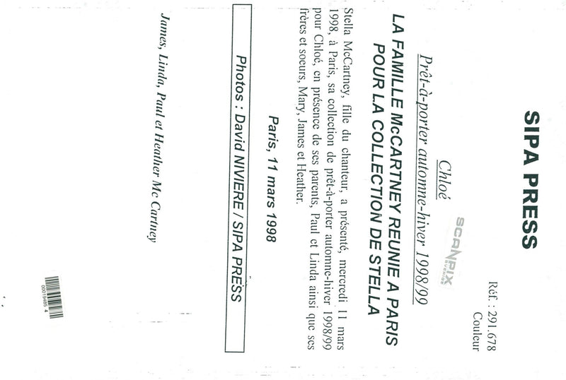 Paul McCartney together with his wife Linda and daughter Heather at Stella McCartney's fashion show - Vintage Photograph