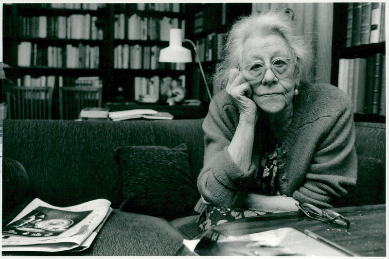 Alice Lyttkens photographed in library rooms - Vintage Photograph