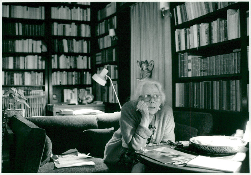 Alice Lyttkens in a library room - Vintage Photograph