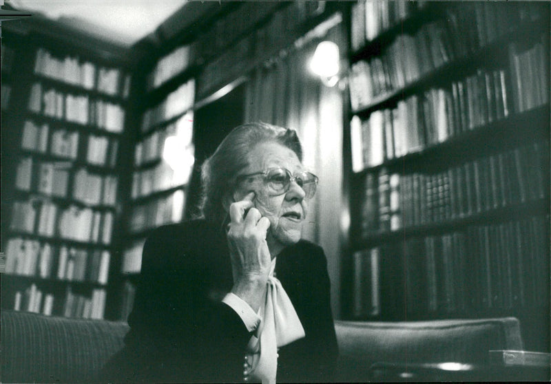 Alice Lyttkens in a library room - Vintage Photograph