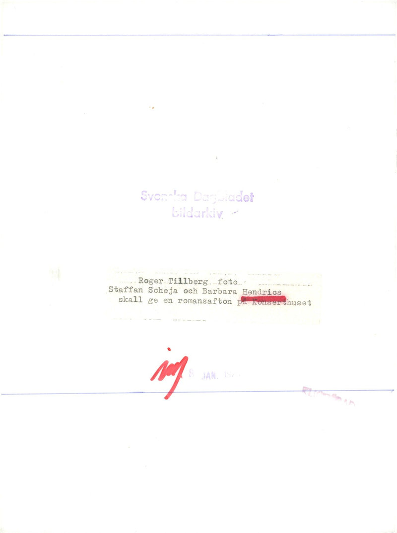 Staffan Scheja and singer Barbara Hendricks in front of the novel at the Concert Hall - Vintage Photograph