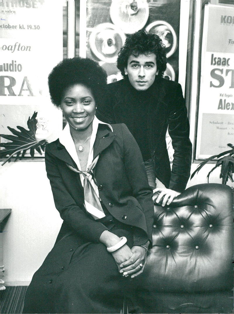 Staffan Scheja and singer Barbara Hendricks in front of the novel at the Concert Hall - Vintage Photograph