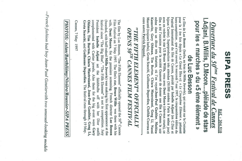 Jean-Paul Gaultier was surrounded by two models at the Cannes Film Festival - Vintage Photograph