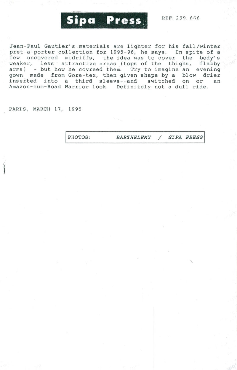 Model from Jean-Paul Gaultier's autumn / winter fashion show - Vintage Photograph