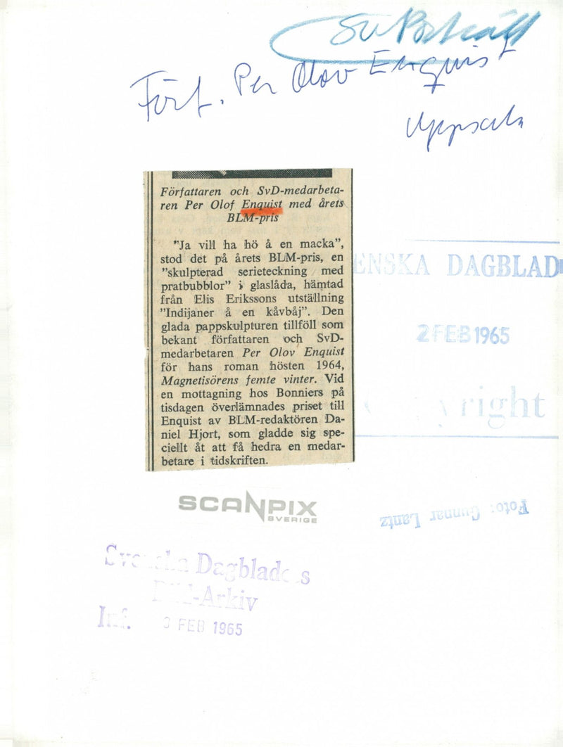 PO Enquist writer receives BLM award - Vintage Photograph