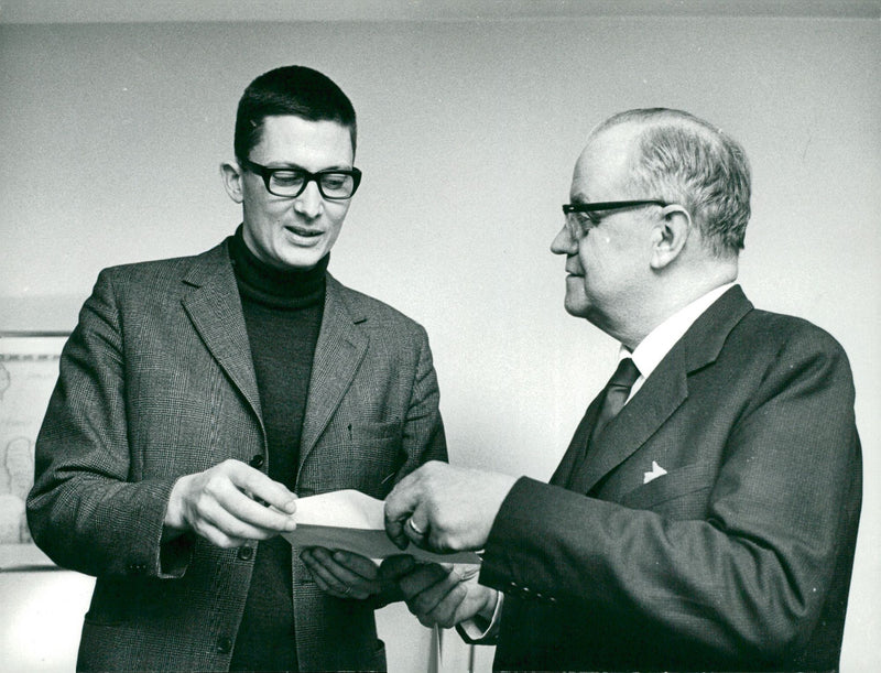 PO Enquist writer receives literature award by Allan Hernelius, chief executive officer at SvD - Vintage Photograph