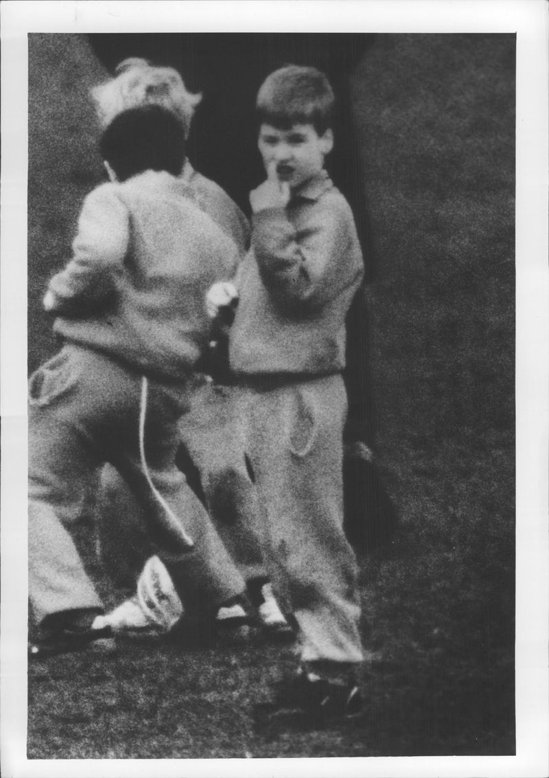 Prince William is playing with friends at the schoolyard - Vintage Photograph