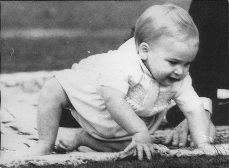 1-year-old Prince William tries to read himself - Vintage Photograph