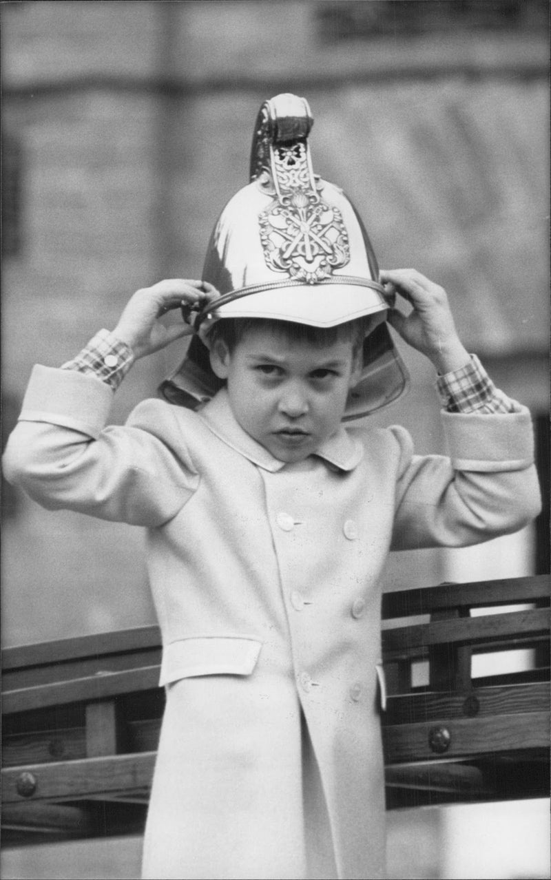 Prince William dressed to firefighter and ready to help - Vintage Photograph