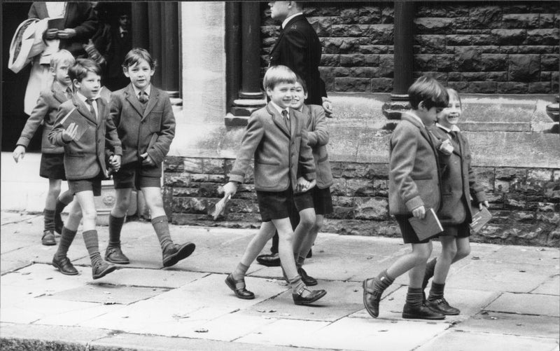 Prince William on his way to school with his classmates - Vintage Photograph