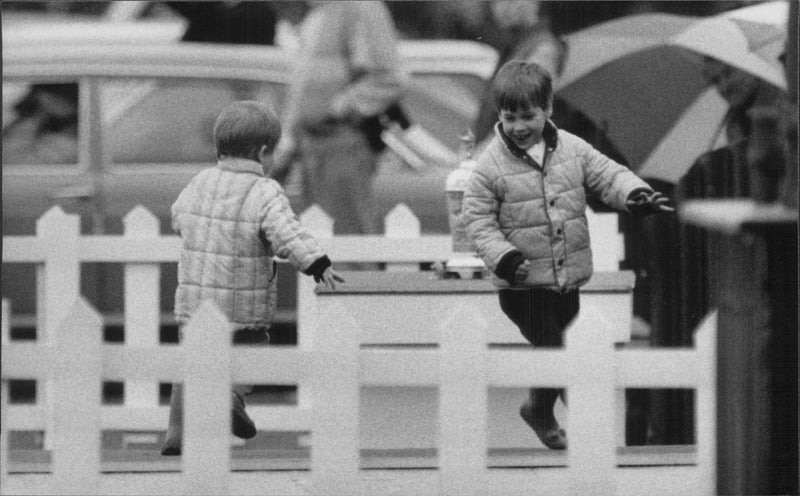 Prince William is playing with little brother Prince Harry - Vintage Photograph