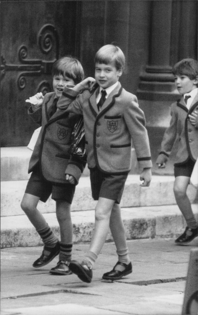 Prince William on his way to school with his classmates - Vintage Photograph