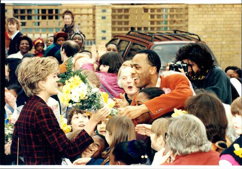 Admirers of all ages received and welcomed Princess Diana. - Vintage Photograph