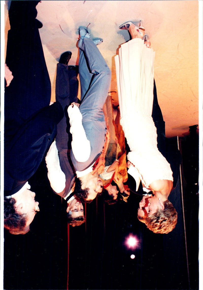 Princess Diana congratulates dancer Wayne Sleep after the premiere at the Savoy Theater - Vintage Photograph