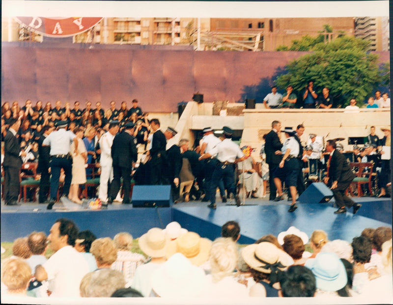 The scenes after the 23-year-old David Kang tried to shoot Prince Charles with two shots. - Vintage Photograph